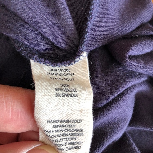 Navy Blue Long Sleeve Pleated Stretch Tunic Top Soft Cozy - Picture 6 of 7